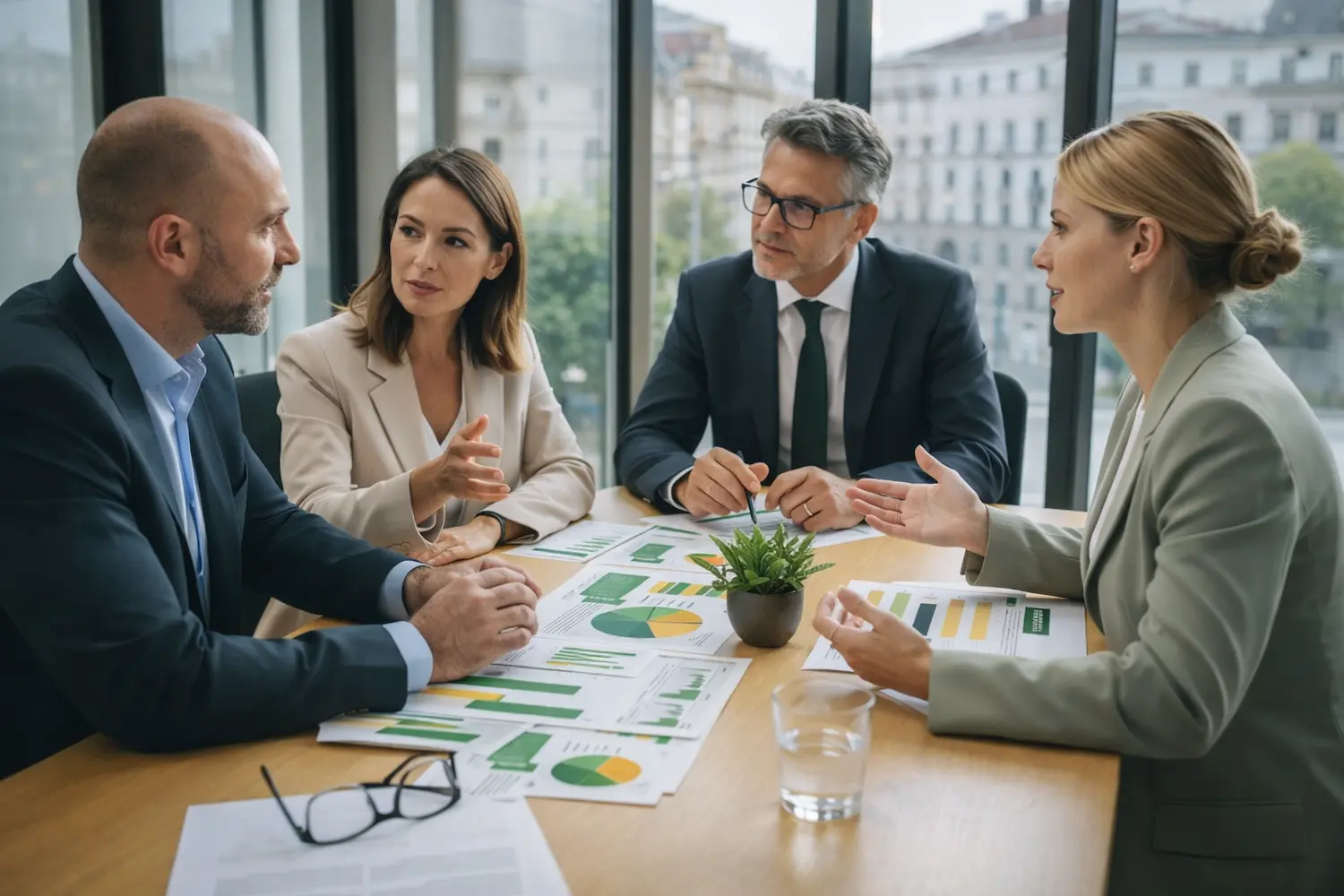Professionisti in riunione attorno a un tavolo di lavoro in ufficio